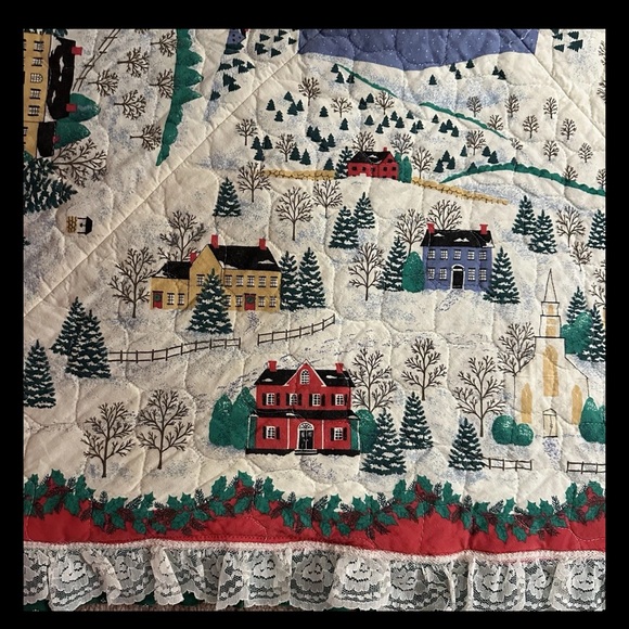 Vintage Heart of Country Christmas Quilted Reversible Tree Skirt - Picture 3 of 6